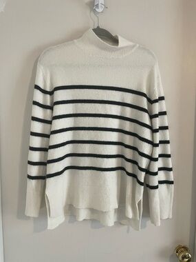 Z Supply Ivory Black Striped Mock Neck Sweater Sz S #510